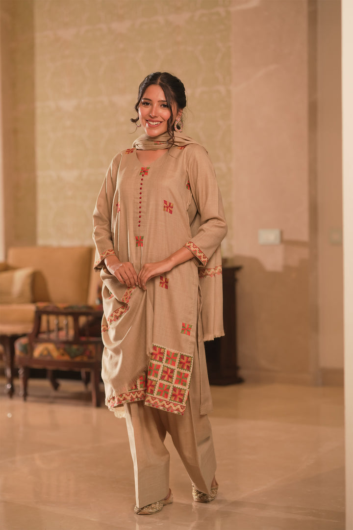 Kaira Phulkari Style Embroidered Unstitched Suit