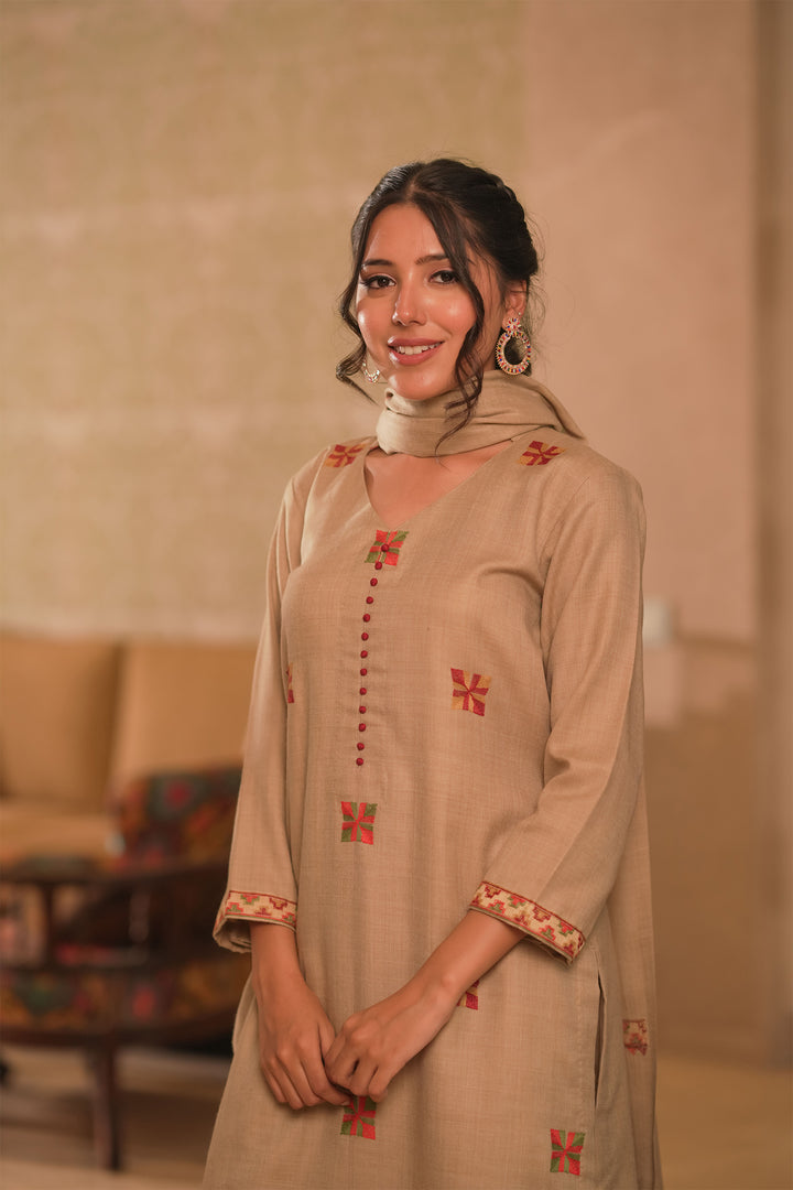 Kaira Phulkari Style Embroidered Unstitched Suit