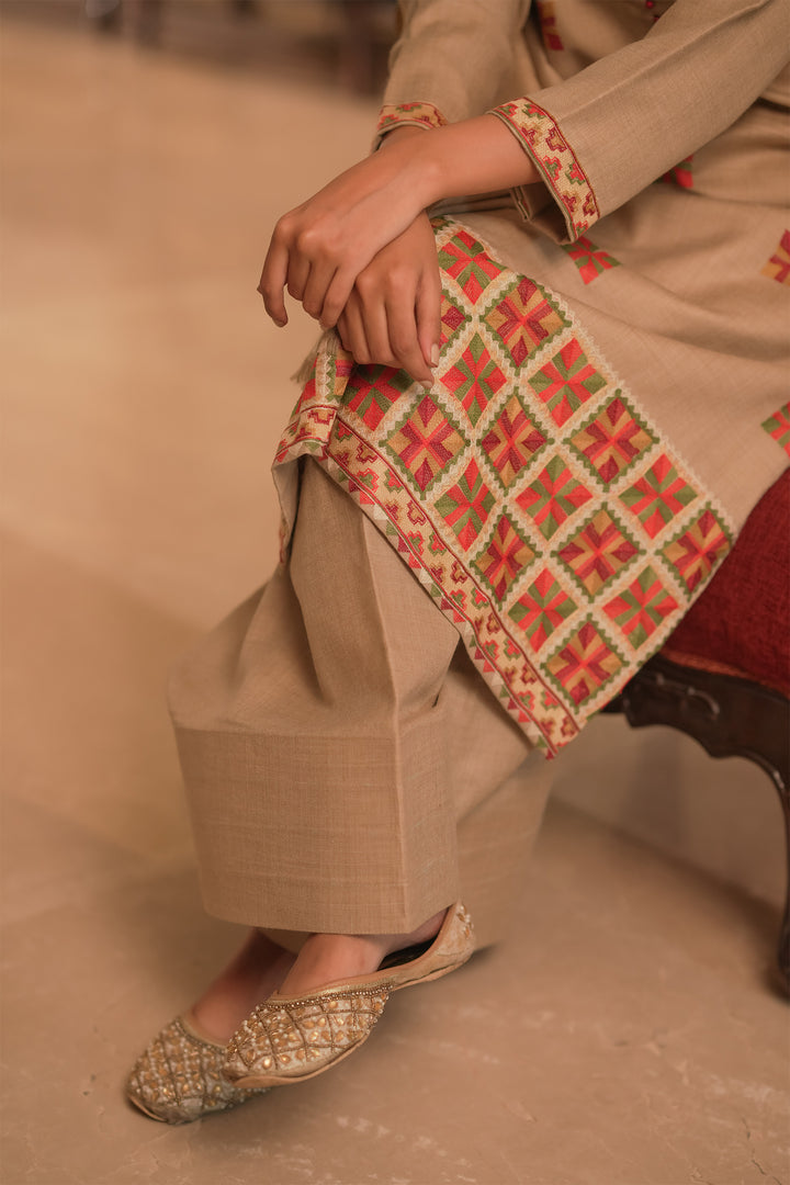 Kaira Phulkari Style Embroidered Unstitched Suit