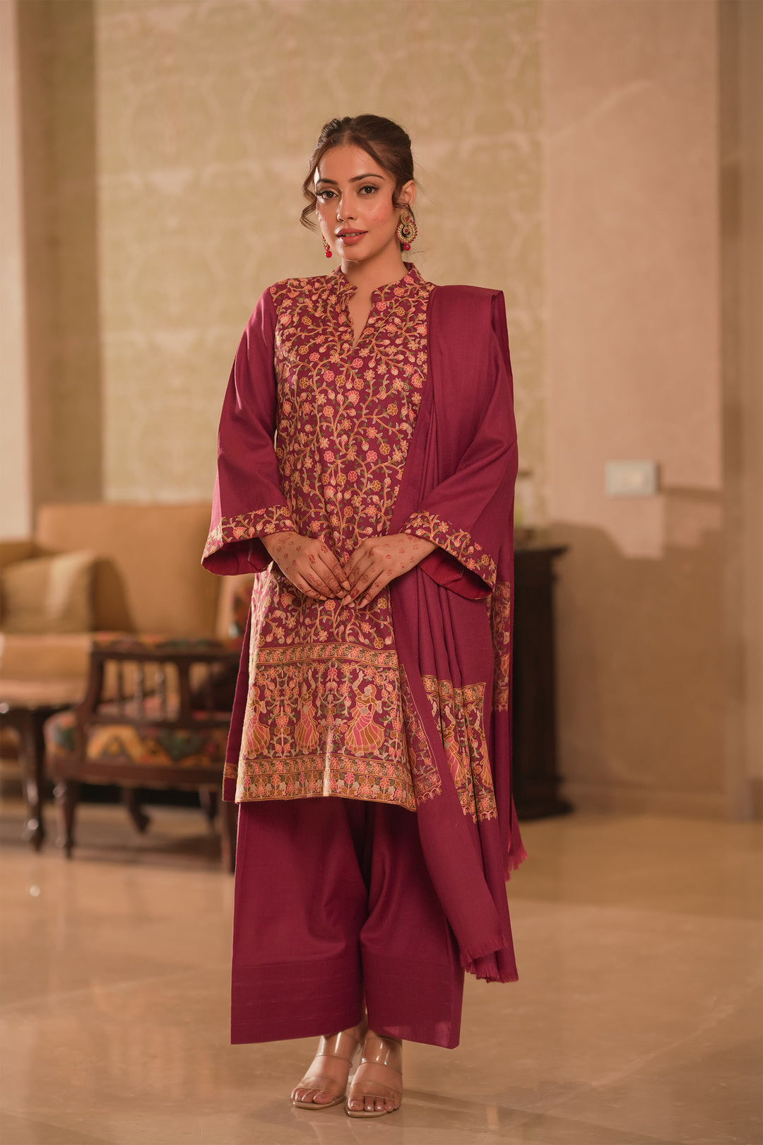 Deepika Figurative Jaal Embroidered Unstitched Suit