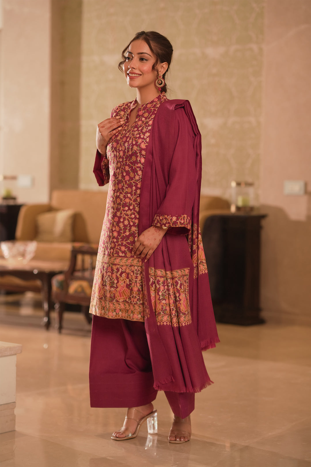 Deepika Figurative Jaal Embroidered Unstitched Suit