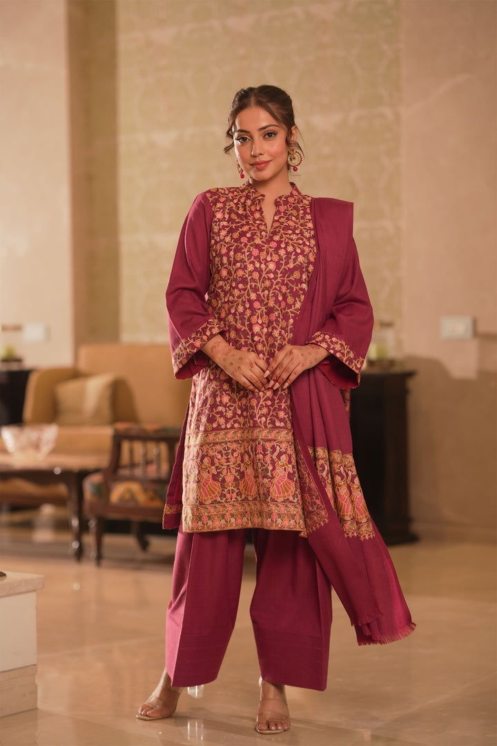 Deepika Figurative Jaal Embroidered Unstitched Suit