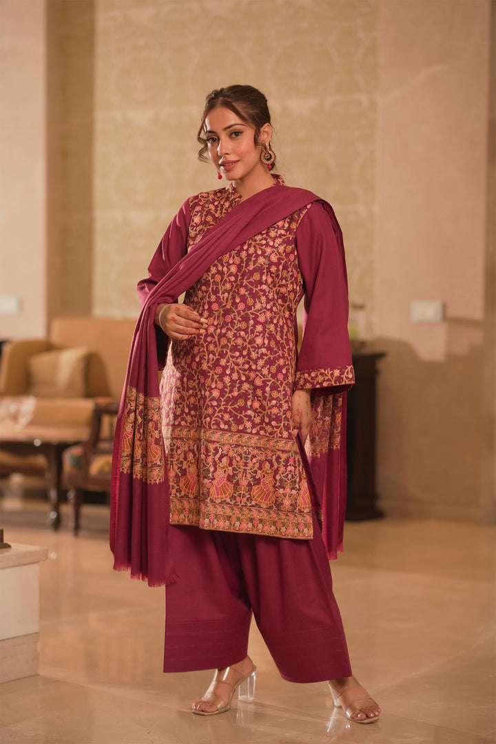Deepika Figurative Jaal Embroidered Unstitched Suit