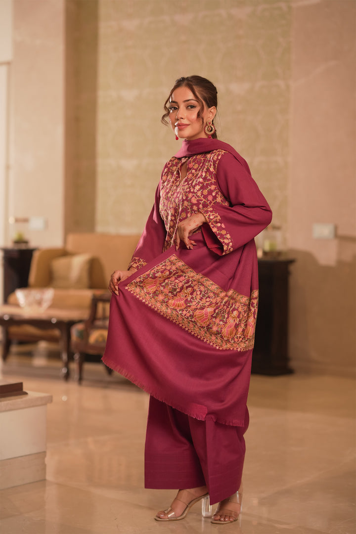 Deepika Figurative Jaal Embroidered Unstitched Suit