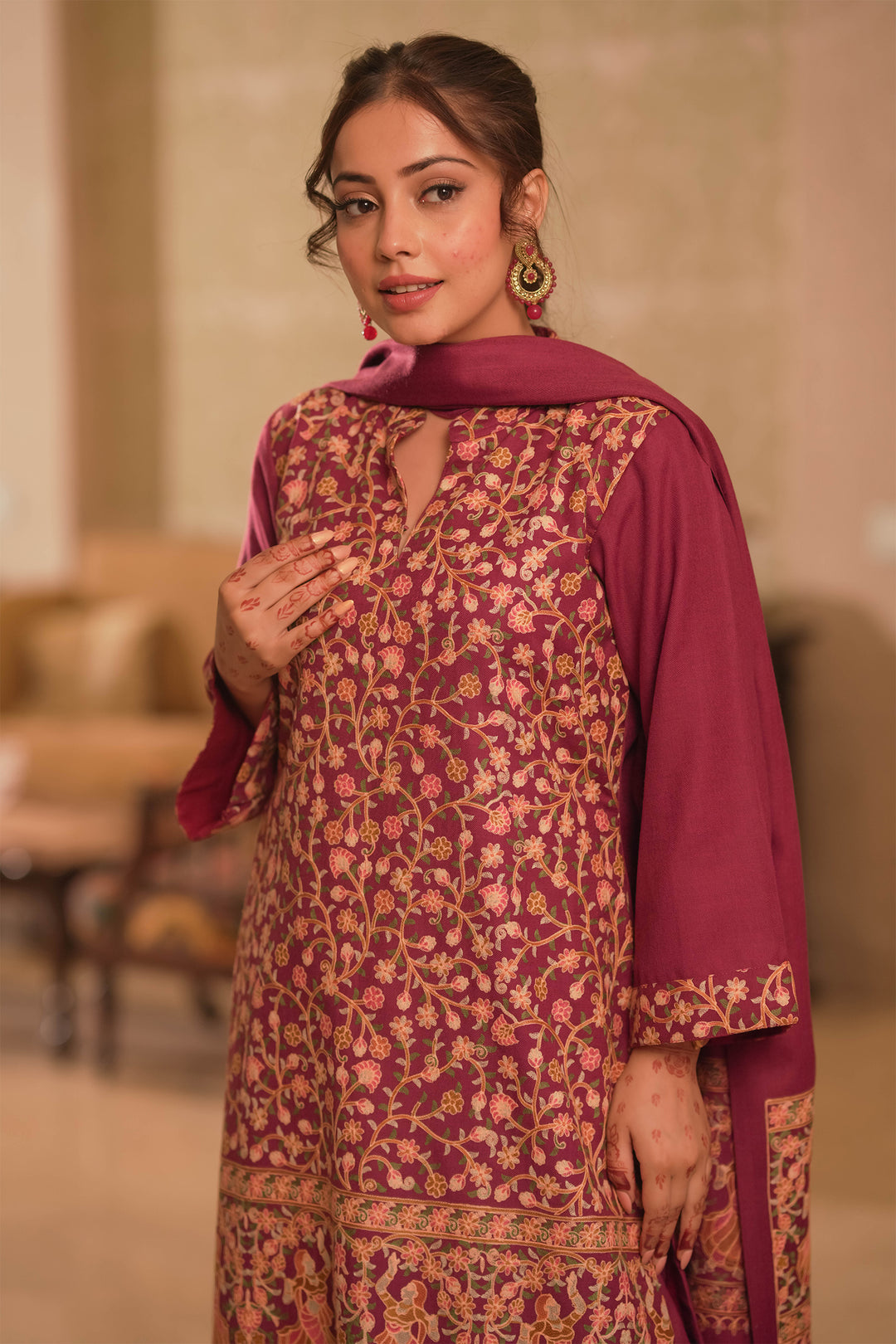 Deepika Figurative Jaal Embroidered Unstitched Suit