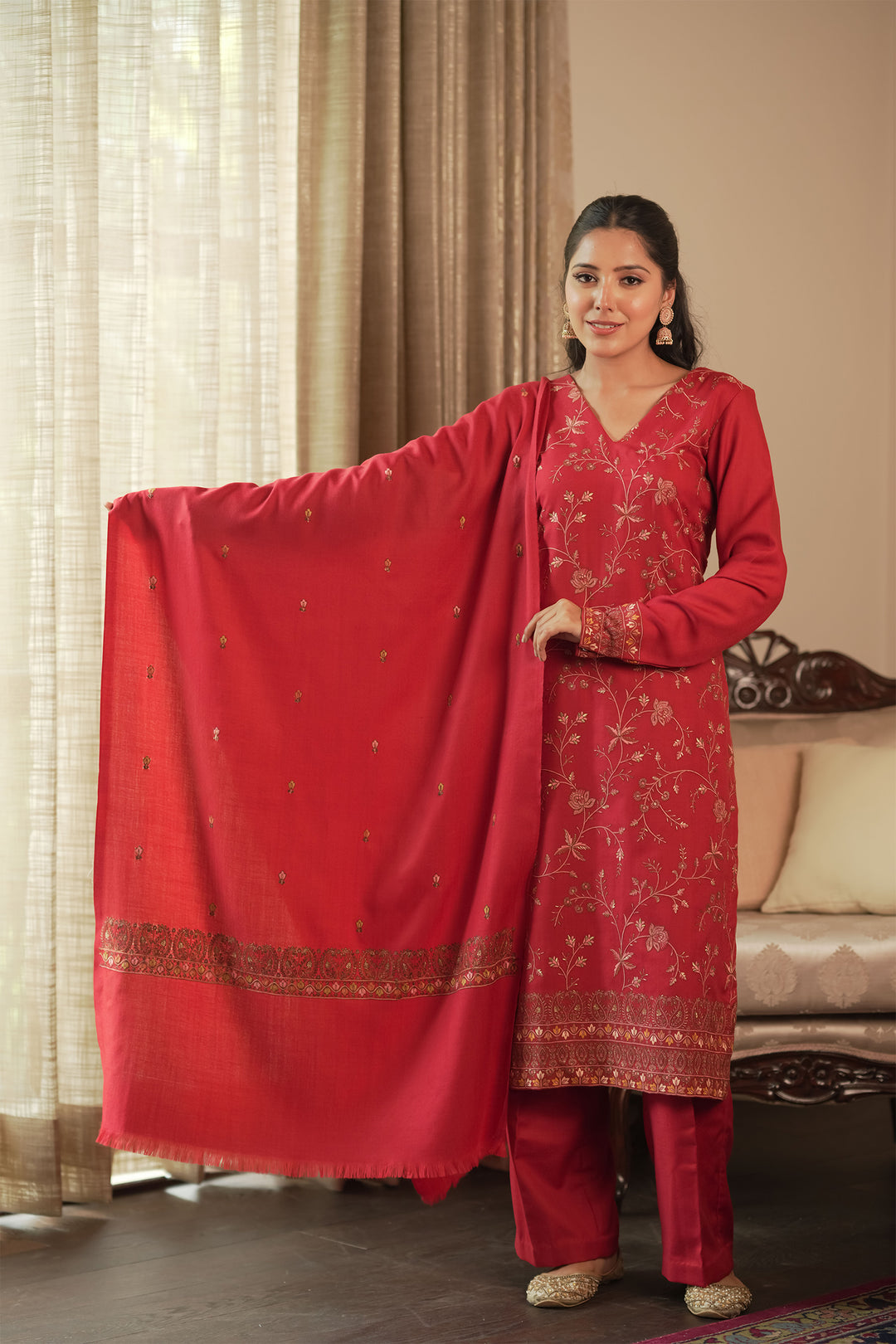 Madhubala Embroidered Unstitched Suit With Zari