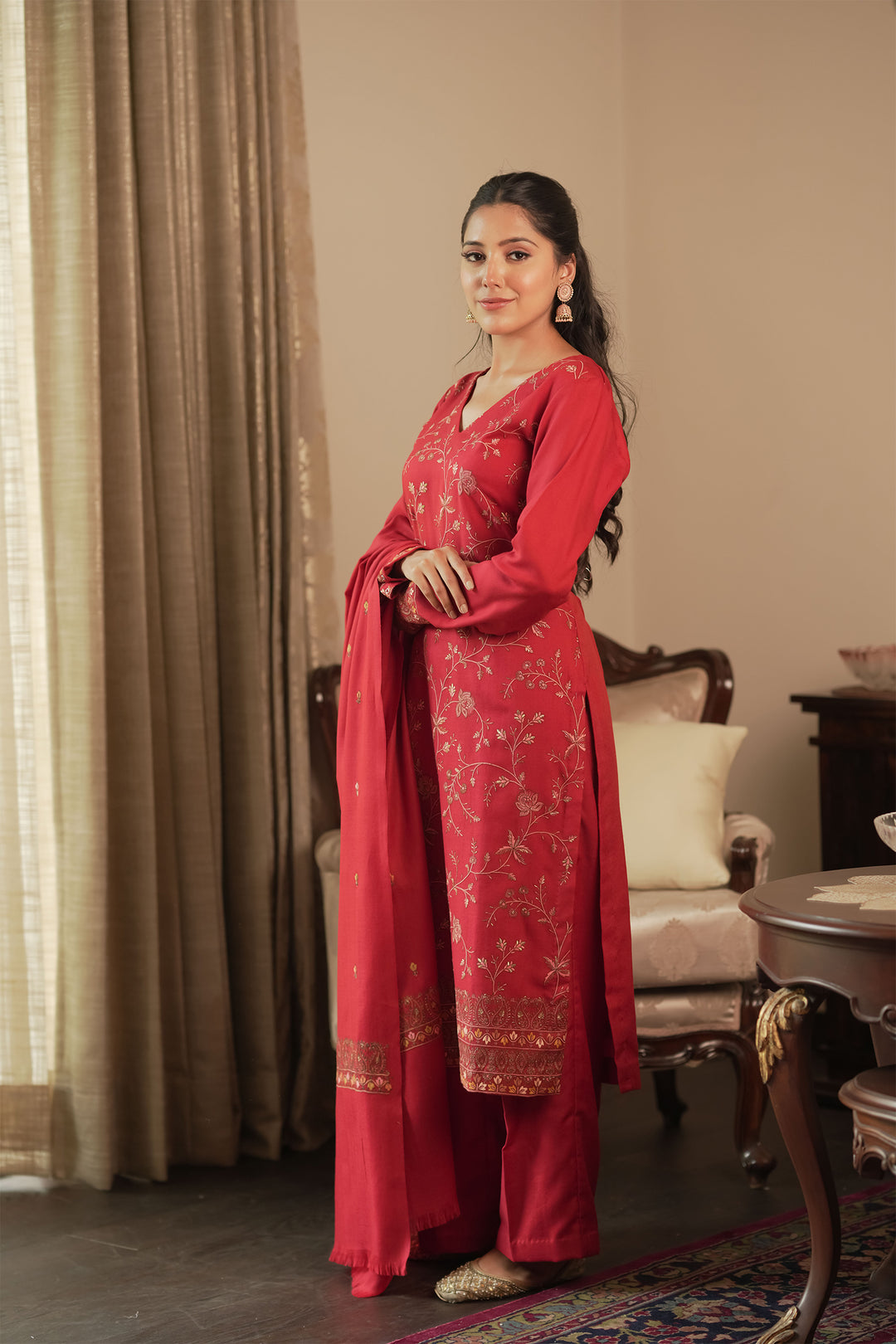 Madhubala Embroidered Unstitched Suit With Zari