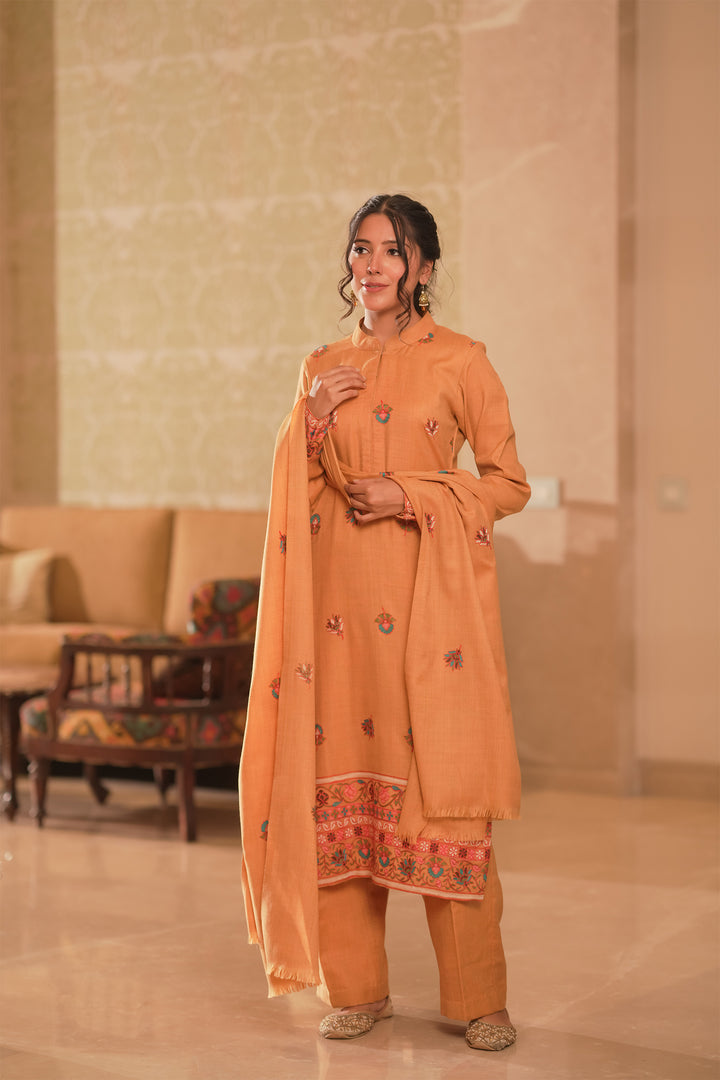 Sonam Double Bordered Unstitched Suit With Buti Dupatta