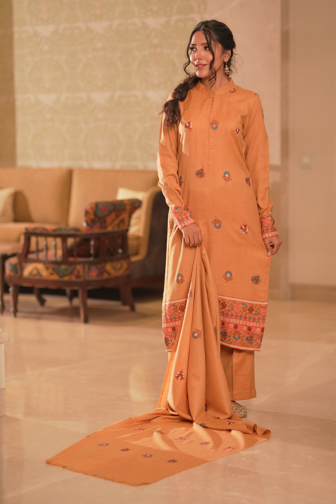 Sonam Double Bordered Unstitched Suit With Buti Dupatta