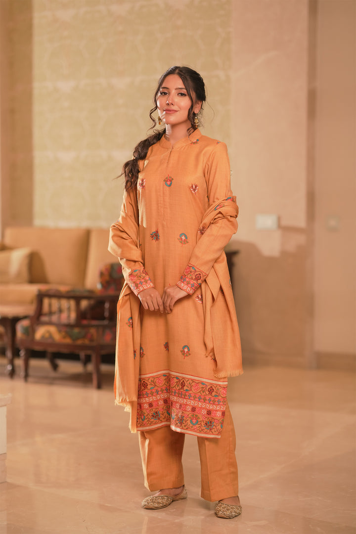 Sonam Double Bordered Unstitched Suit With Buti Dupatta