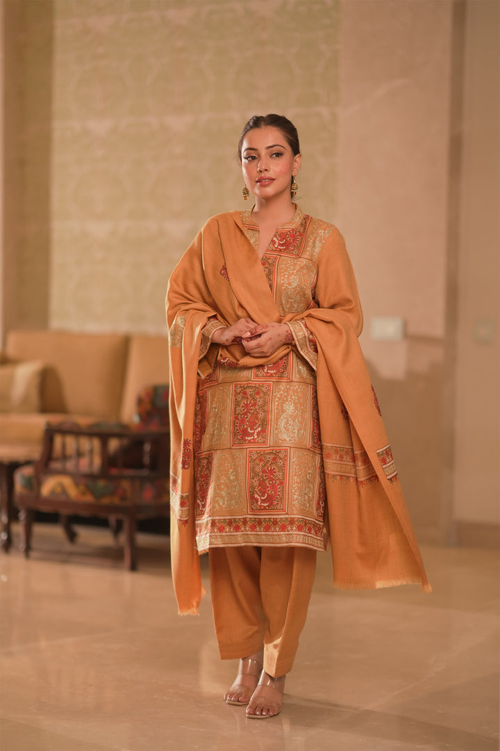 Katrina - Peacock Jaal Unstitched Suit With Detailed Dupatta