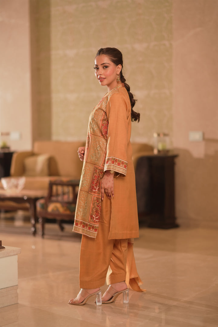 Katrina - Peacock Jaal Unstitched Suit With Detailed Dupatta