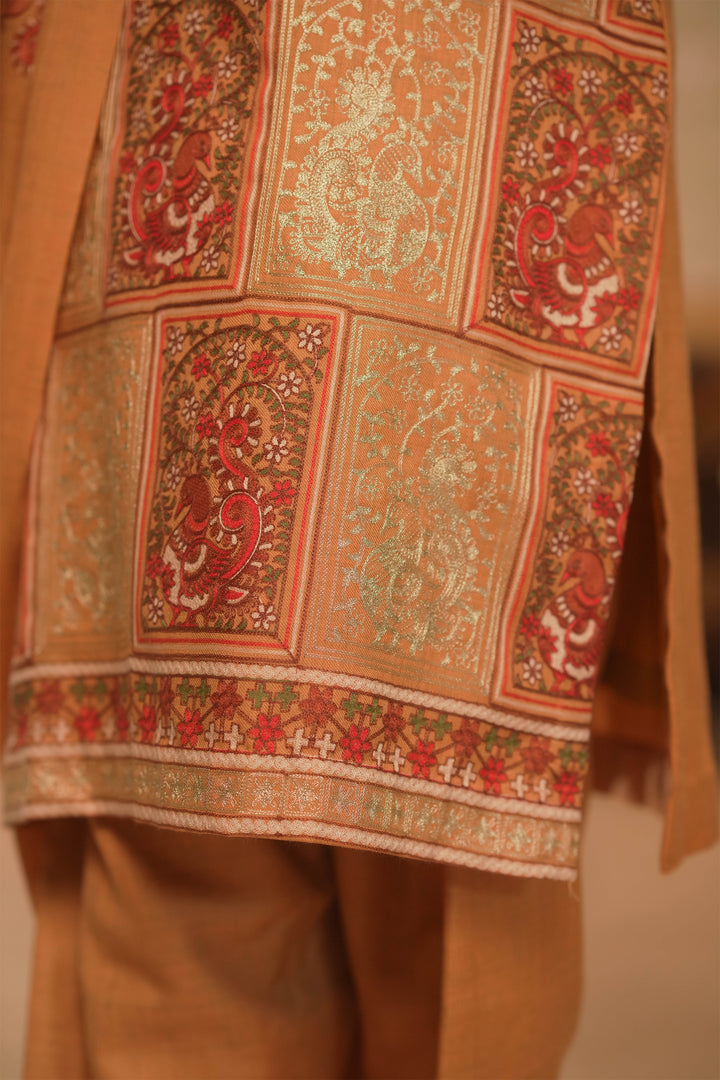 Katrina - Peacock Jaal Unstitched Suit With Detailed Dupatta