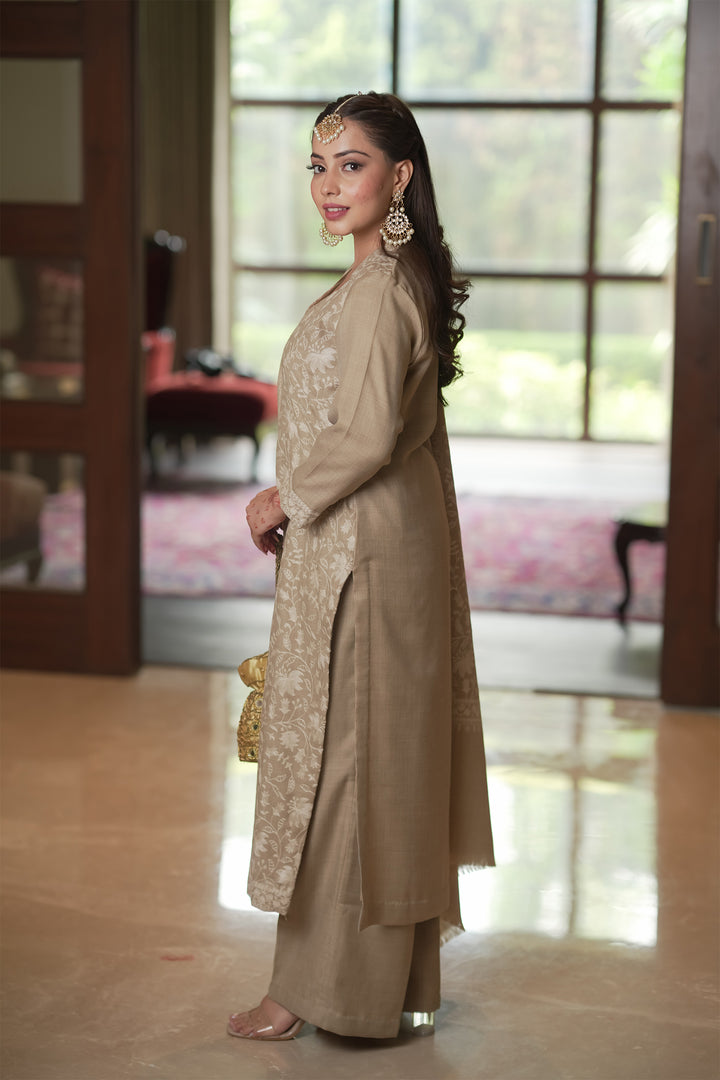 Priyanka Jaal Embroidered Unstitched Suit With Jaal Dupatta
