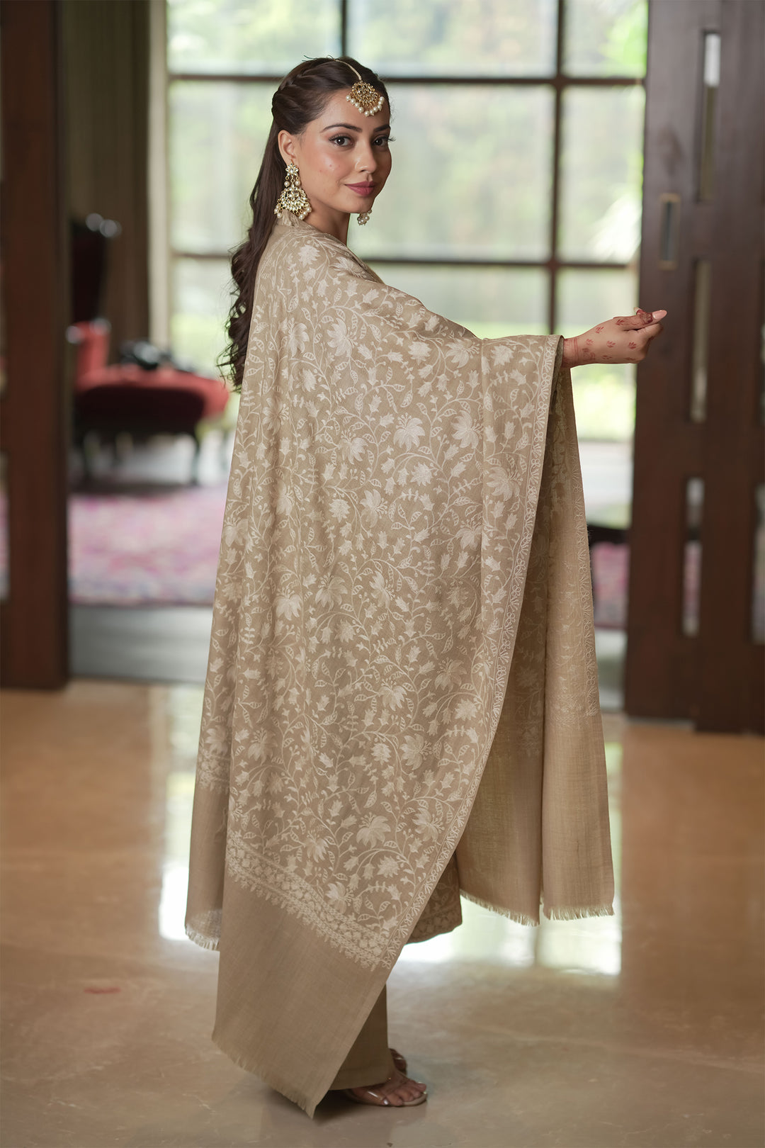 Priyanka Jaal Embroidered Unstitched Suit With Jaal Dupatta