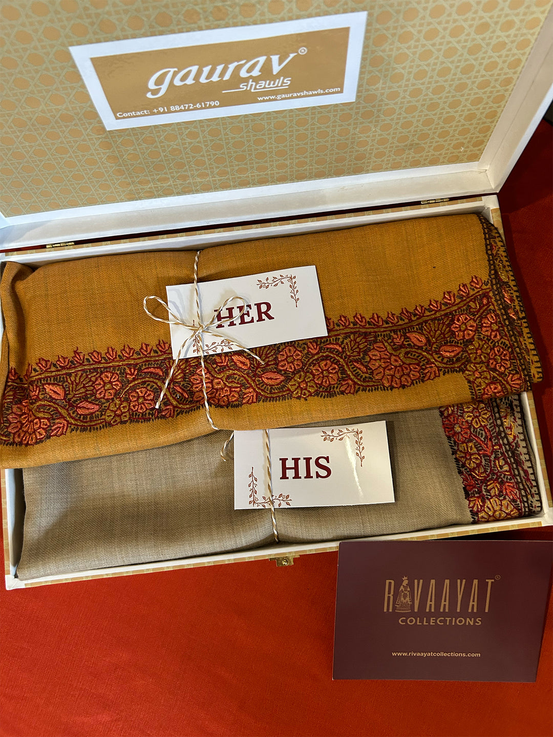 Neem-Daur (Kashmiri) Embroidered His & Her Shawl Set