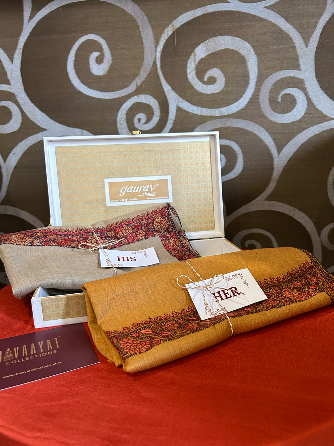 Neem-Daur (Kashmiri) Embroidered His & Her Shawl Set