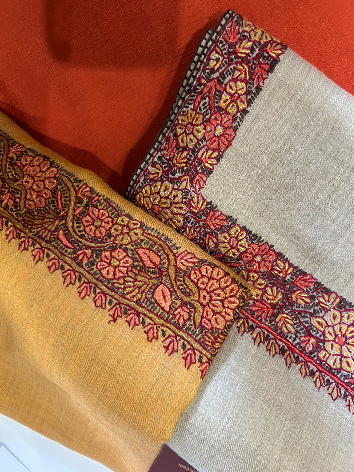 Neem-Daur (Kashmiri) Embroidered His & Her Shawl Set