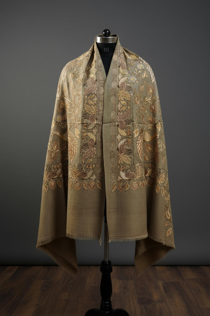 Zari Jaal (Chain-Stitched) Embroidered Stole For Women