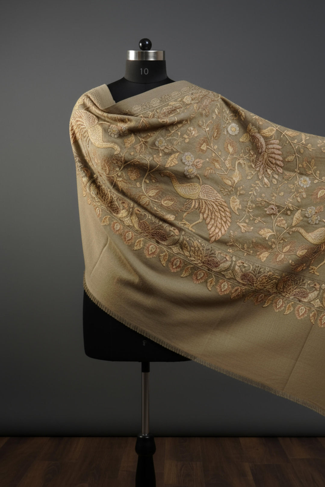 Zari Jaal (Chain-Stitched) Embroidered Stole For Women