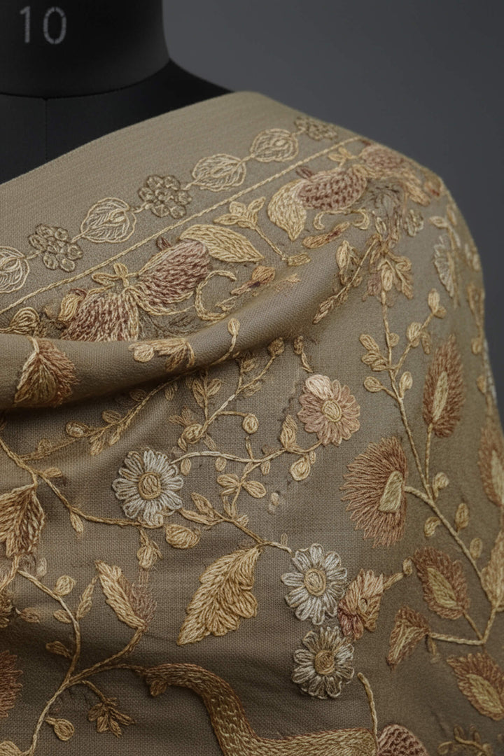 Zari Jaal (Chain-Stitched) Embroidered Stole For Women