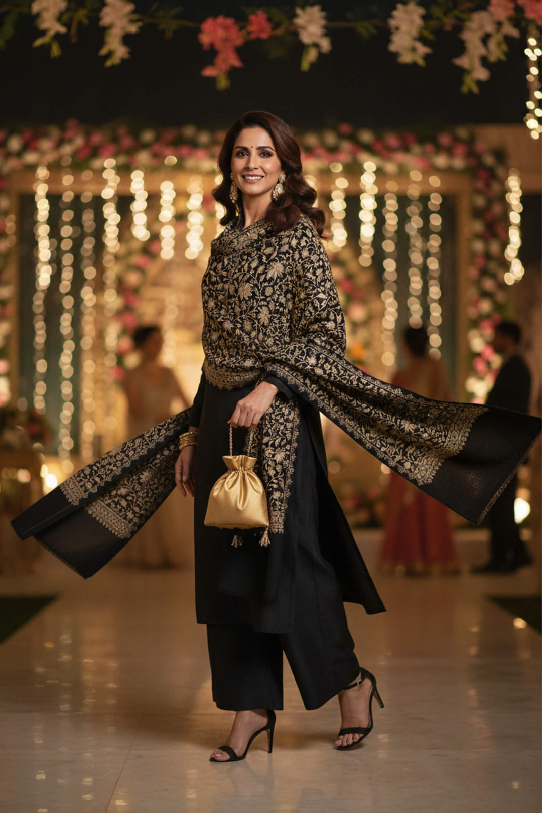 Chinar (Chain Stitch) Embroidered Jaal Stole For Women