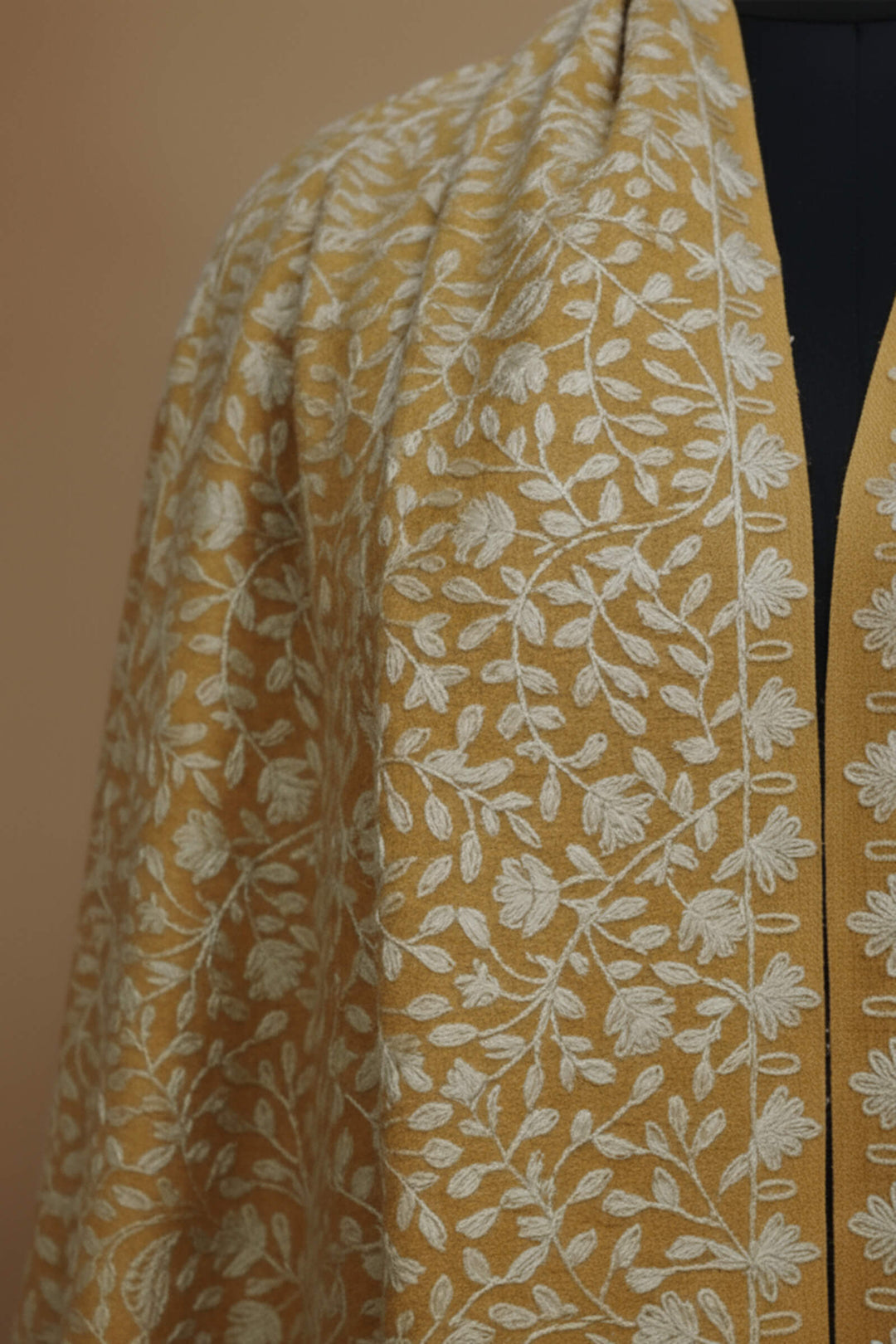 Chain Stitched Monotone Embroidered Shawl For Women