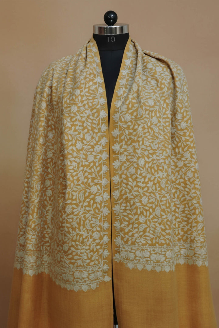 Chain Stitched Monotone Embroidered Shawl For Women