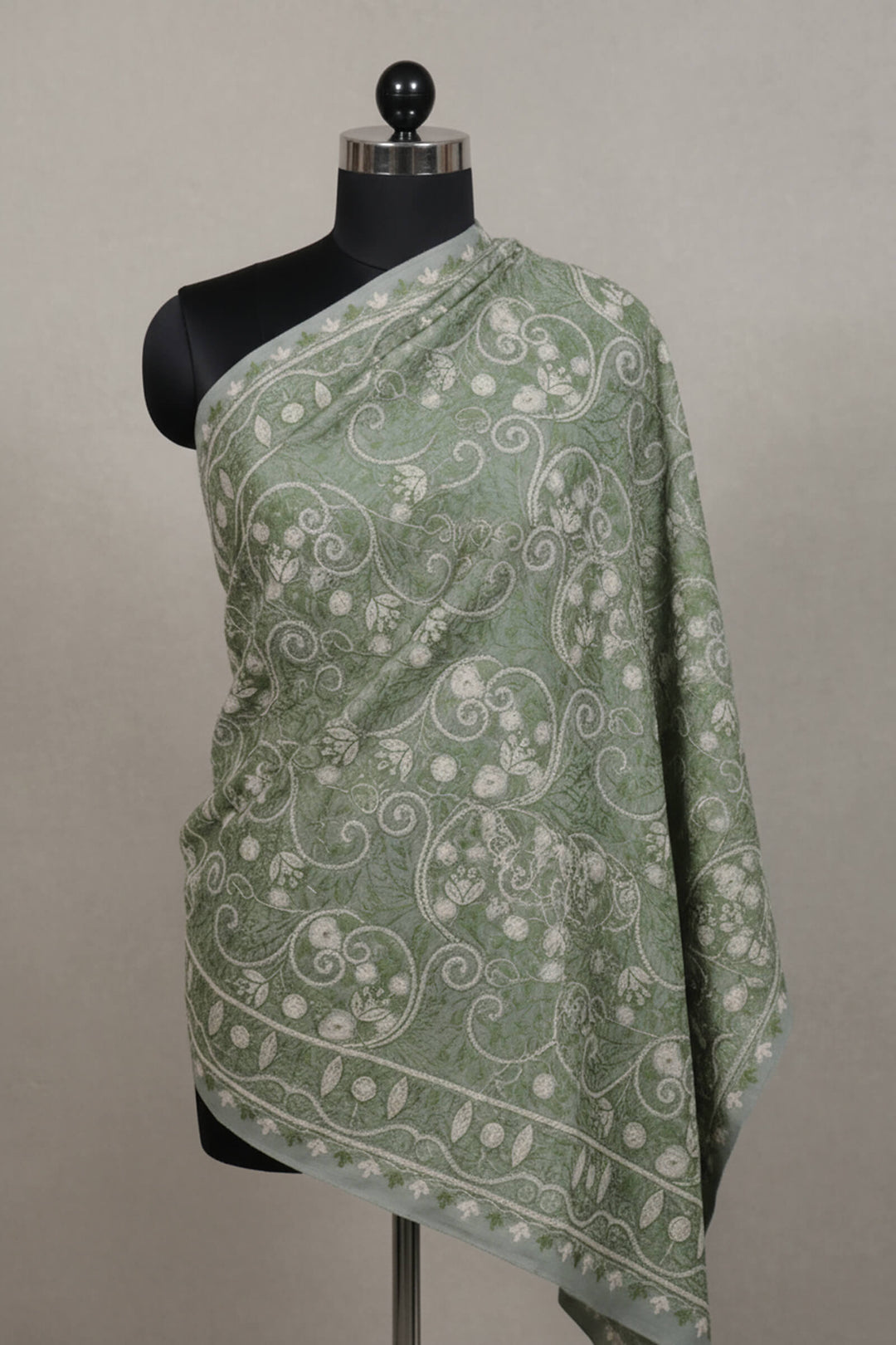 Dual-Tone Chain Stitch Embroidered Shawl For Women