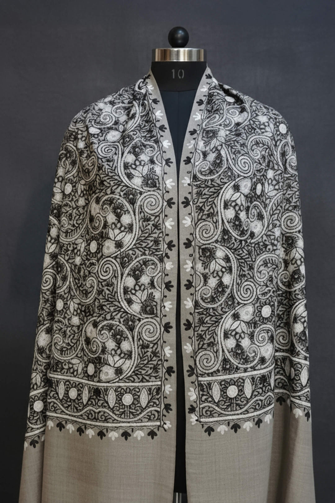 Dual-Tone Chain Stitch Embroidered Shawl For Women