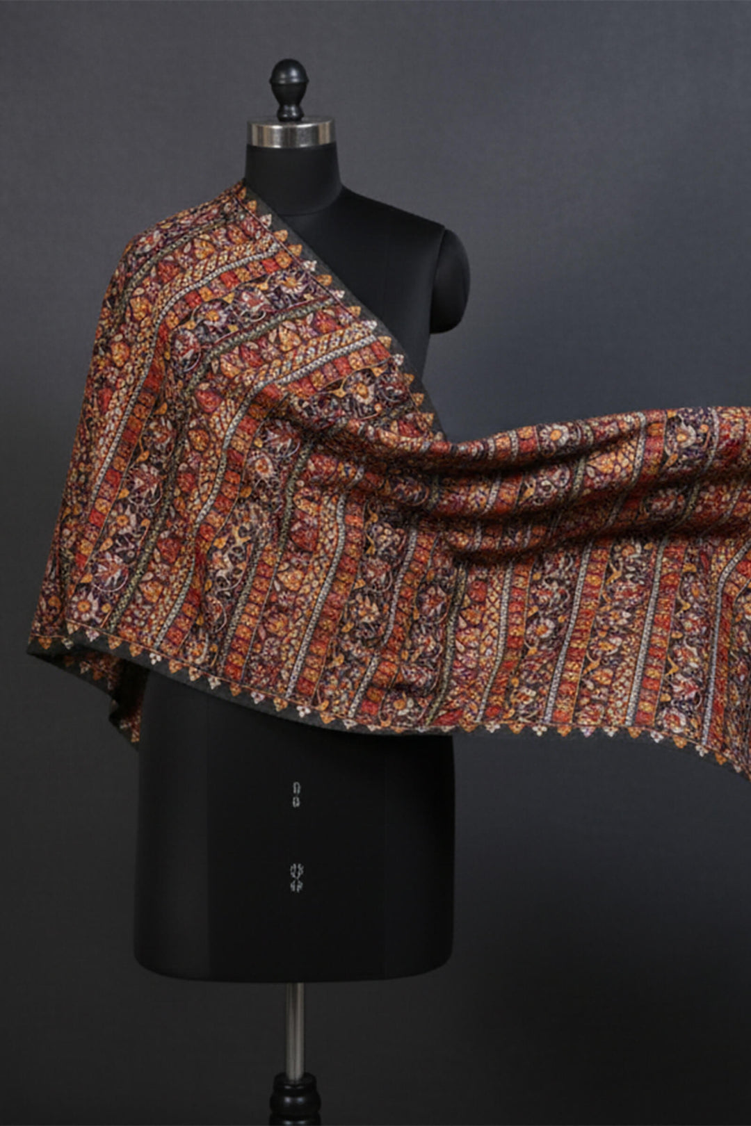 Multihead Chain Stitched Embroidered Stole For Women