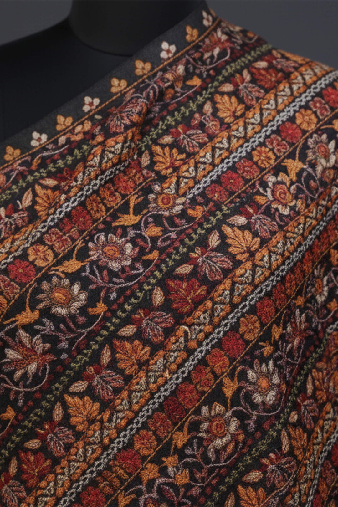 Multihead Chain Stitched Embroidered Stole For Women