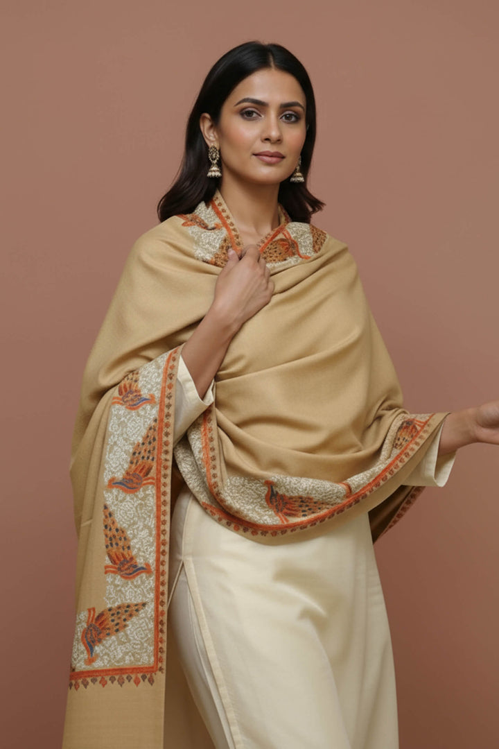 Multihead Border Embroidered Shawl For Women