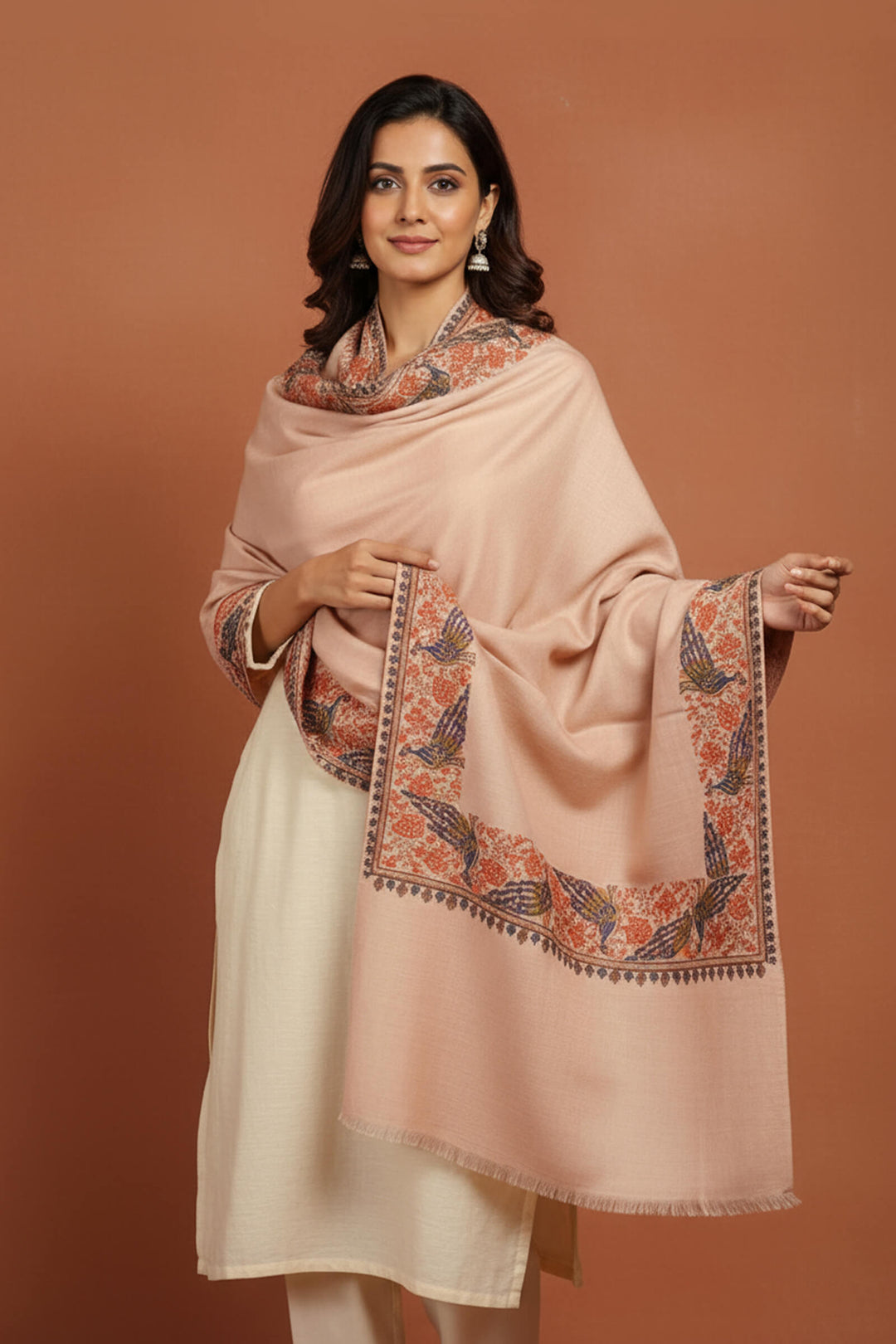 Multihead Border Embroidered Shawl For Women