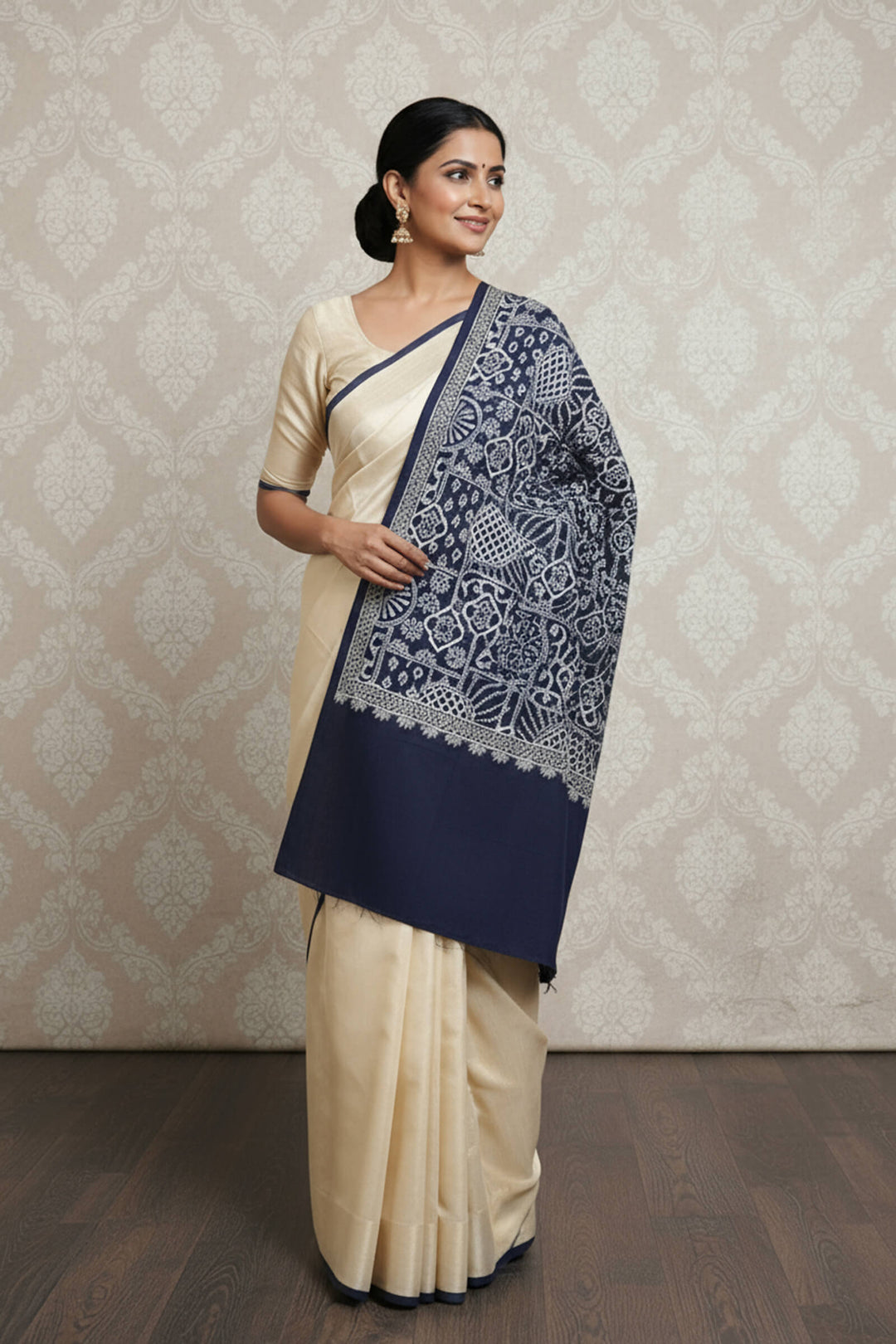 Monotone (Chatai-Style) Embroidered Shawl