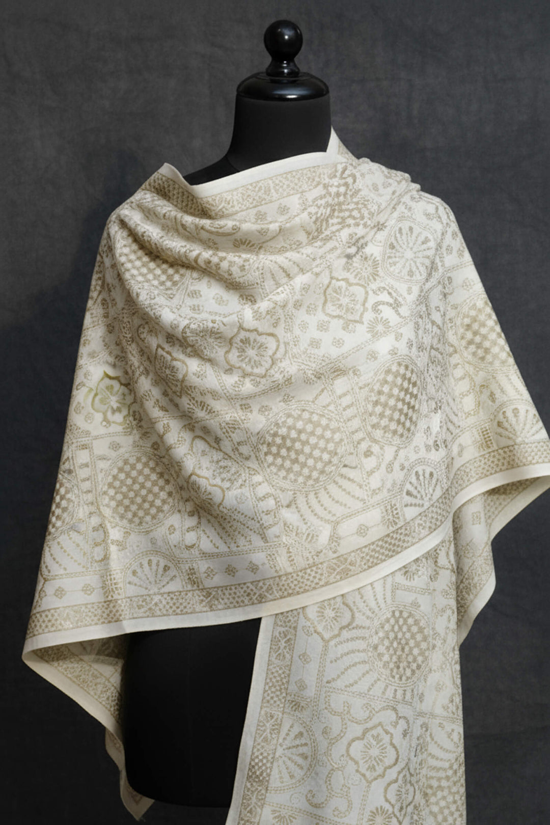 Monotone (Chatai-Style) Embroidered Shawl