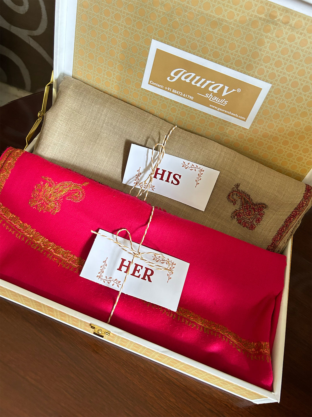 Hand embroidered His & Her Shawl Set