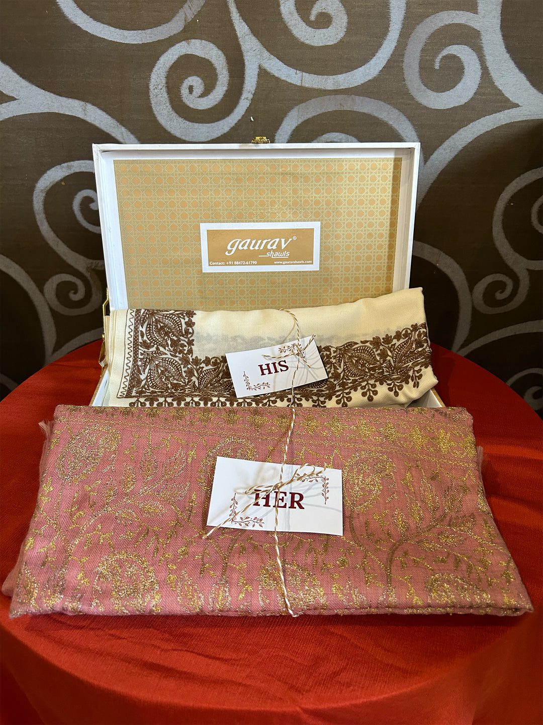 Machine Embroidered His & Her Shawl Set