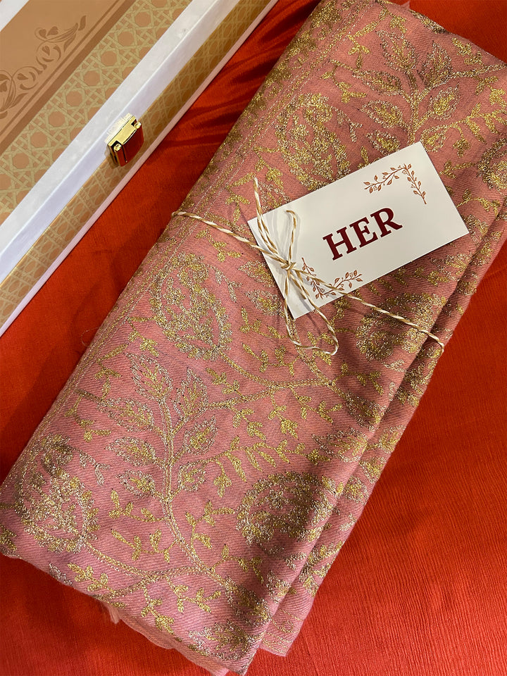 Machine Embroidered His & Her Shawl Set