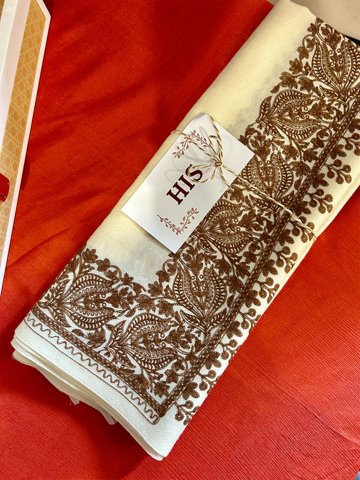 Machine Embroidered His & Her Shawl Set