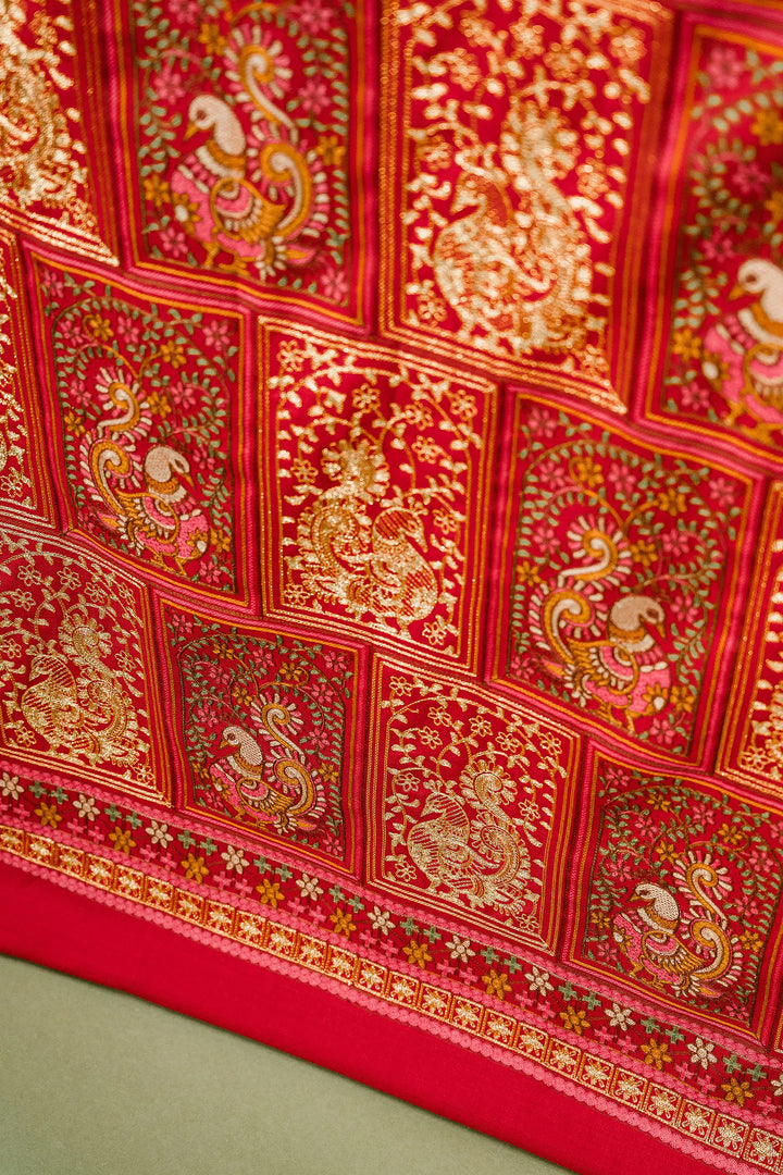 Katrina - Peacock Jaal Unstitched Suit With Detailed Dupatta