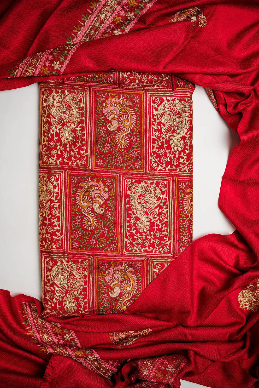 Katrina - Peacock Jaal Unstitched Suit With Detailed Dupatta