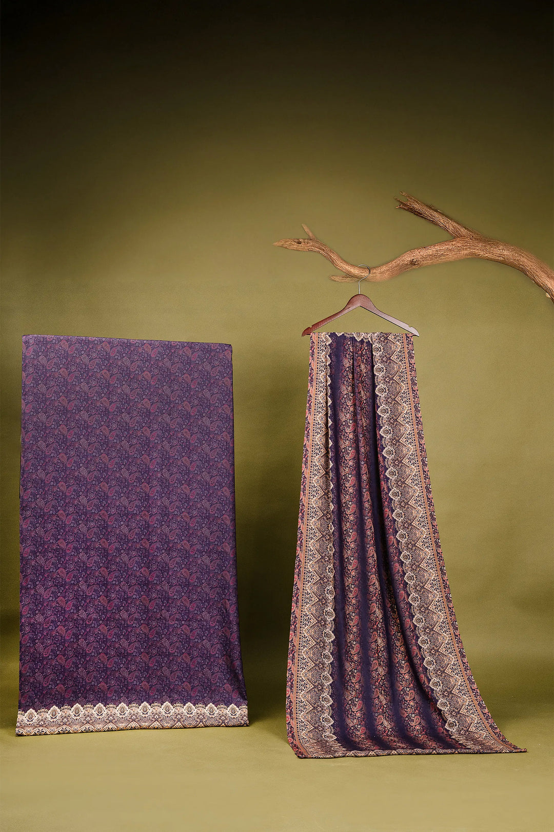 Panel Style Unstitched Suit With Reversible Dupatta