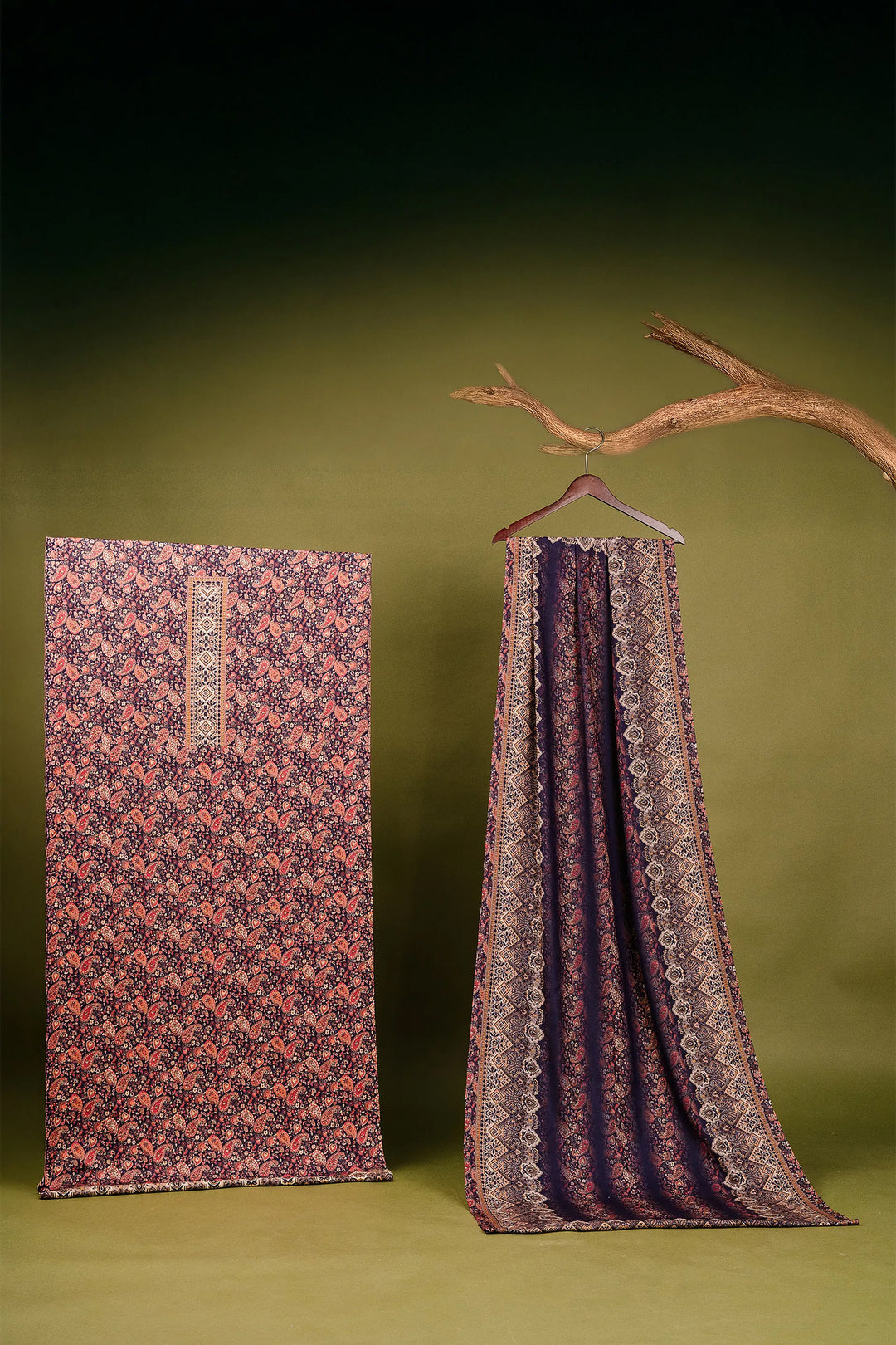 Panel Style Unstitched Suit With Reversible Dupatta