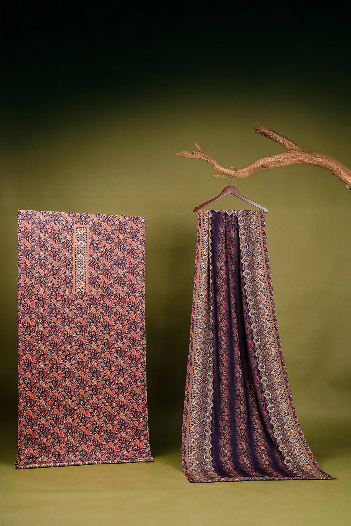 Panel Style Unstitched Suit With Reversible Dupatta