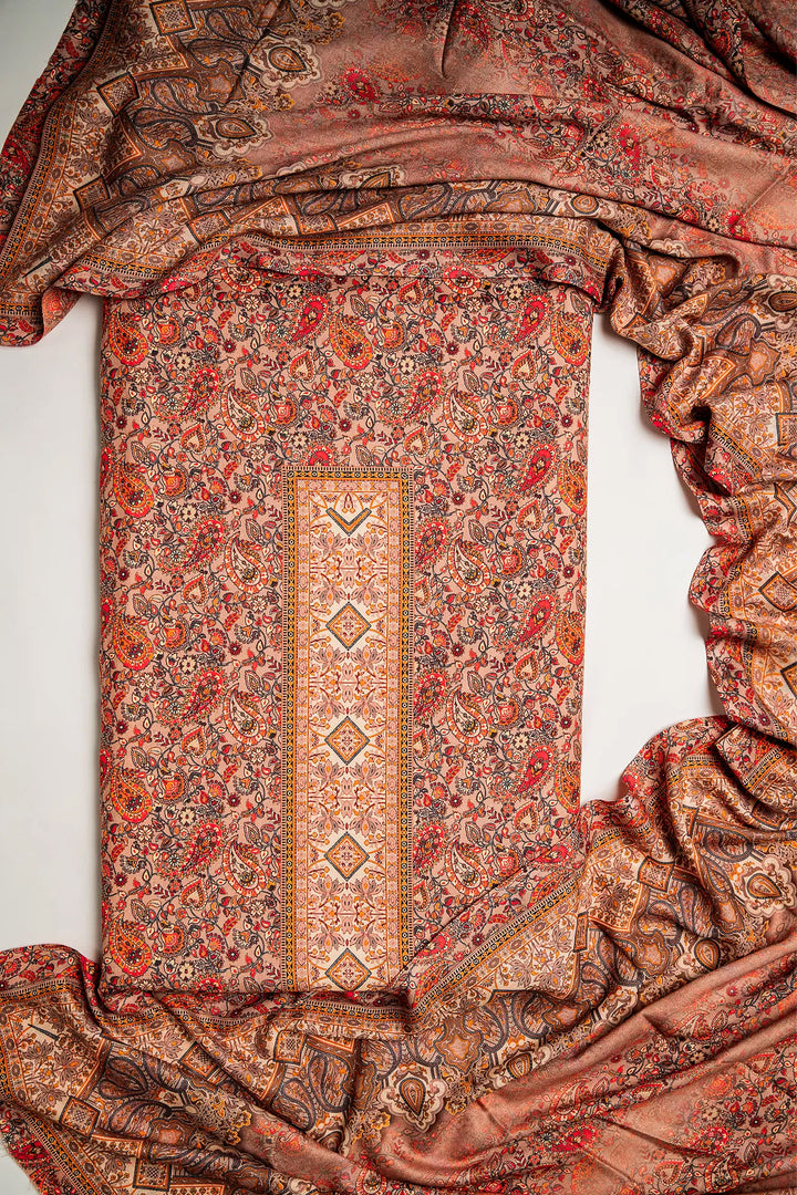 Panel Style Unstitched Suit With Reversible Dupatta