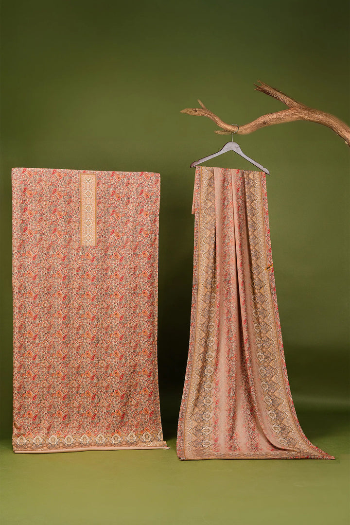 Panel Style Unstitched Suit With Reversible Dupatta