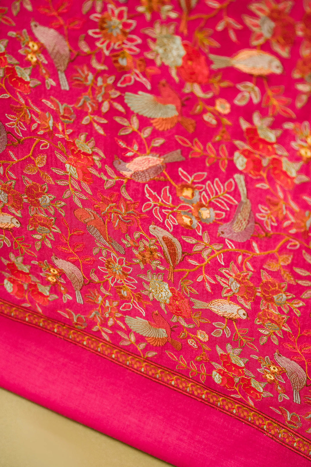 Bulbul Jaal Embroidered Unstitched Suit With Border Dupatta