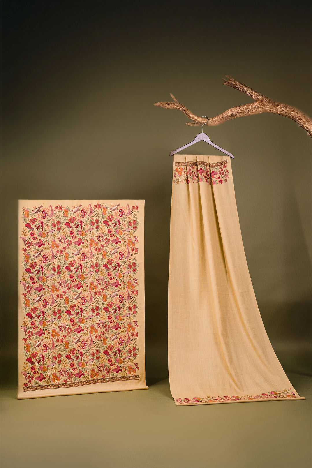 Bulbul Jaal Embroidered Unstitched Suit With Border Dupatta