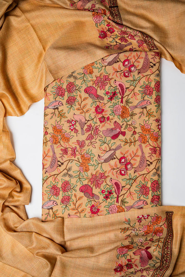 Bulbul Jaal Embroidered Unstitched Suit With Border Dupatta